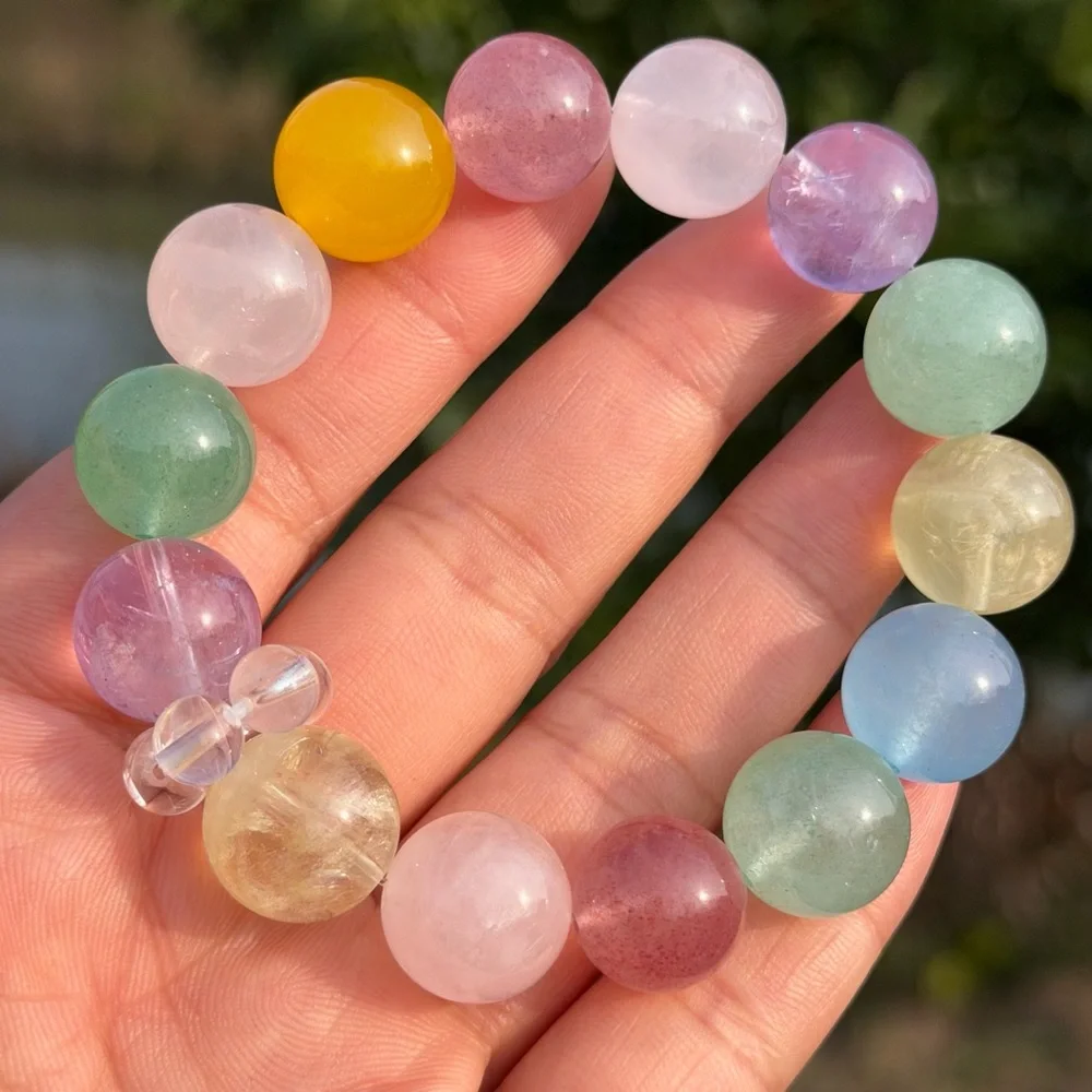 14mm stretchable rainbow‎ color crystal bracelet 1090
